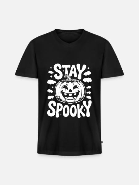 Restez effrayant drôle Halloween Design - T-shirt encolure en V Premium bio Homme - noir