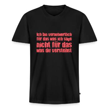 lustiger Spruch - Männer Premium Bio T-Shirt mit V-Ausschnitt - Schwarz - Vorne - Nico (187cm)