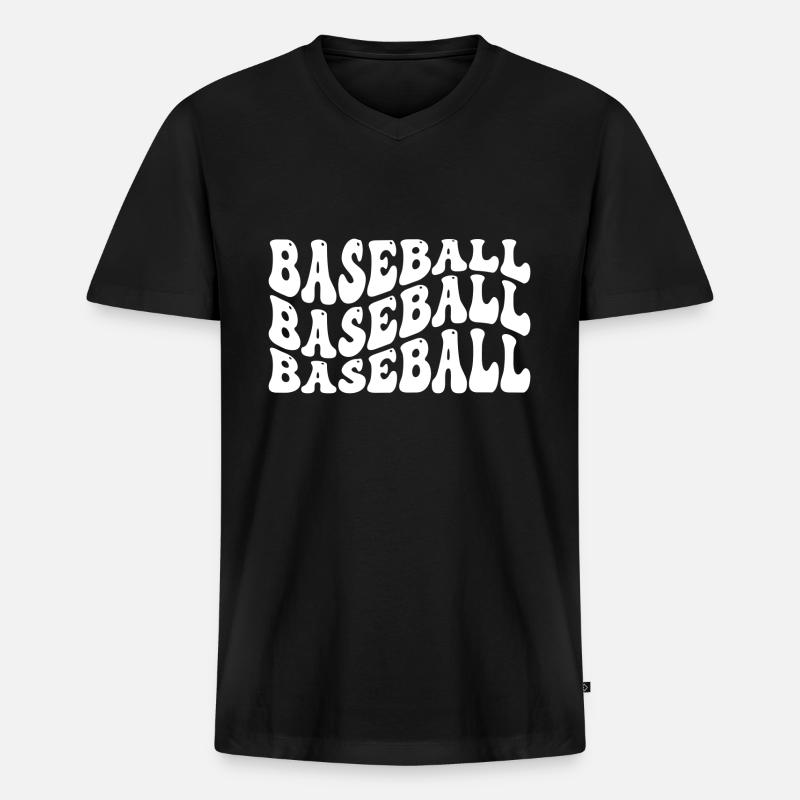 Baseball - Männer Premium Bio T-Shirt mit V-Ausschnitt - Schwarz