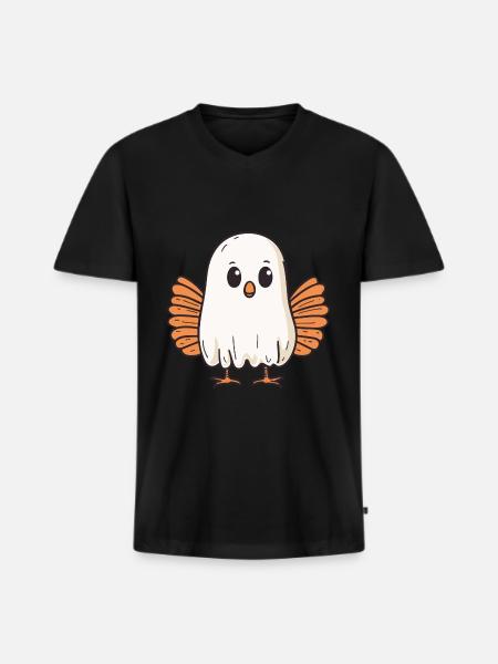 Turkey Halloween Funny Ghost - Men's Premium Organic T-shirt with V-neck - black