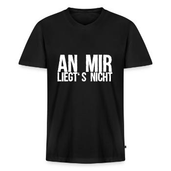 An Mir Liegts Nicht Geschenk - Männer Premium Bio T-Shirt mit V-Ausschnitt - Schwarz - Vorne - Nico (187cm)