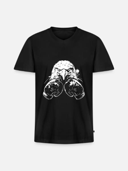 Eagle Boxing Fighter MMA - Men's Premium Organic T-shirt with V-neck - black