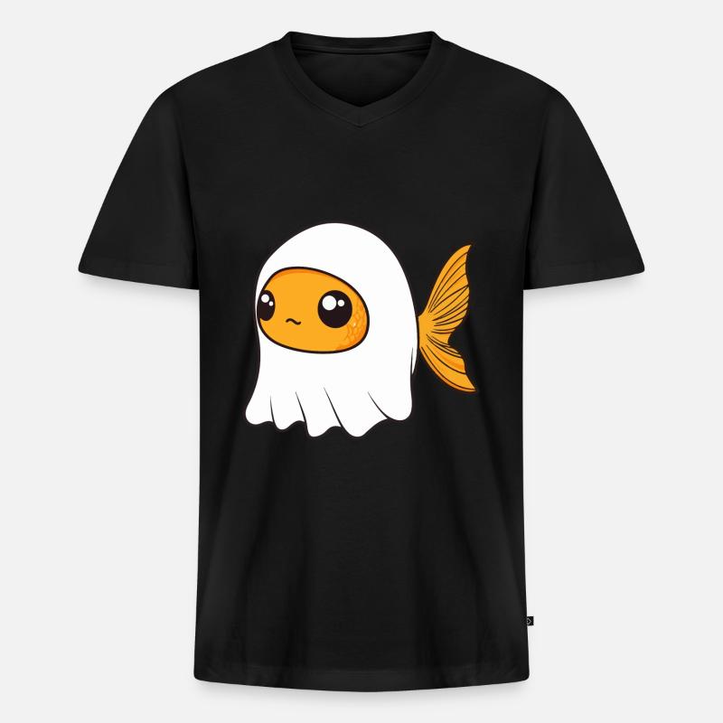 Goldfische Halloween Lustig Geist - Männer Premium Bio T-Shirt mit V-Ausschnitt - Schwarz