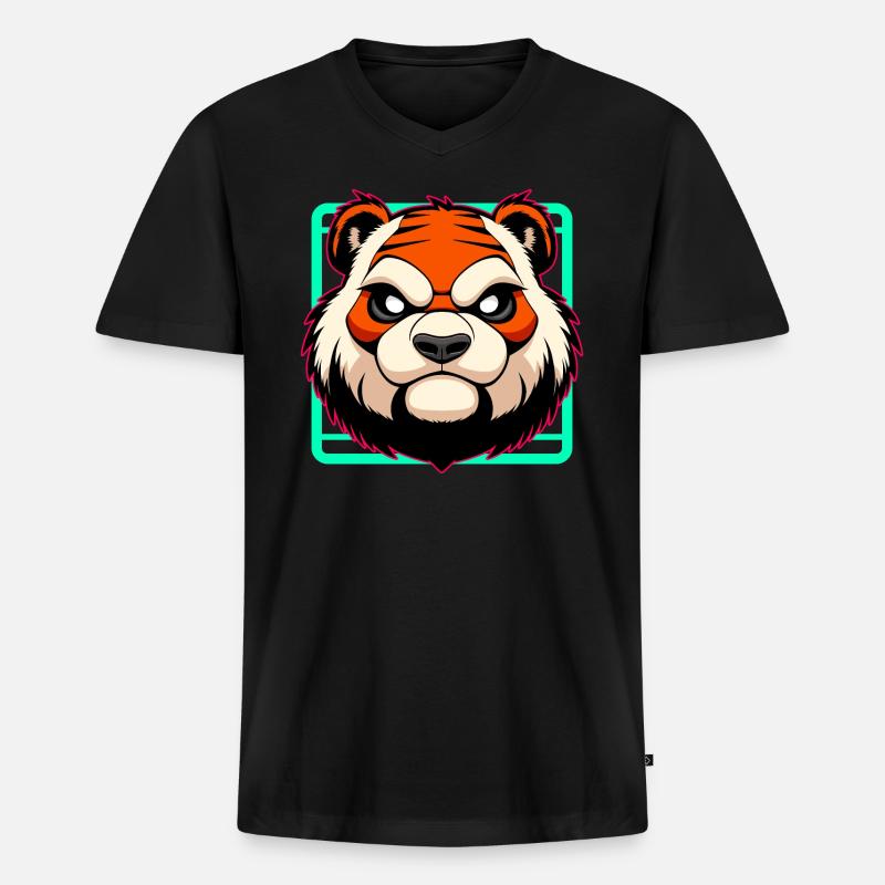 Böser Tiger - Männer Premium Bio T-Shirt mit V-Ausschnitt - Schwarz