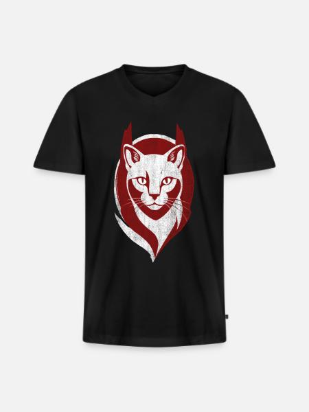 Cool Cat Logo Katt Kattunge - Ekologisk premium-T-shirt med V-ringning herr - svart