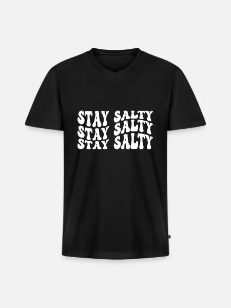 Stay Salty - Männer Premium Bio T-Shirt mit V-Ausschnitt - Schwarz