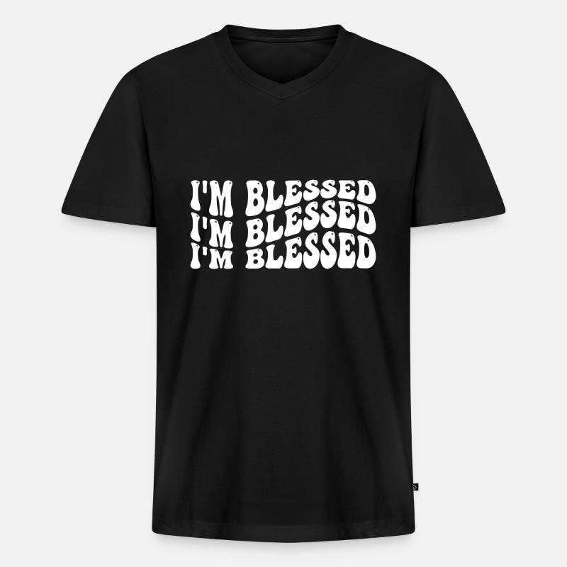 I'm blessed - Männer Premium Bio T-Shirt mit V-Ausschnitt - Schwarz