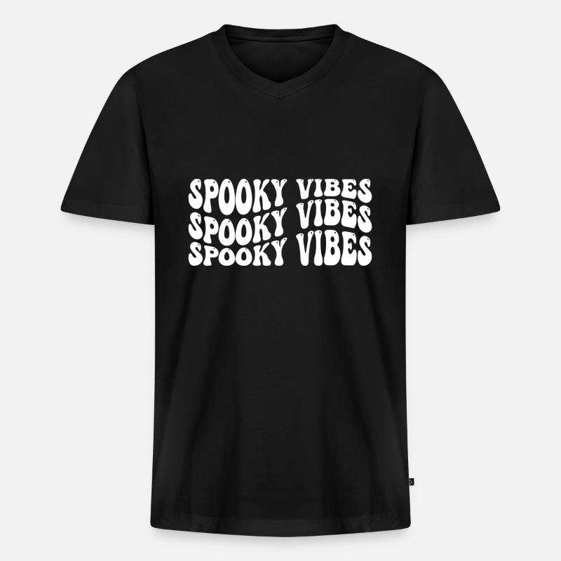 Spooky Vibes - Männer Premium Bio T-Shirt mit V-Ausschnitt - Schwarz
