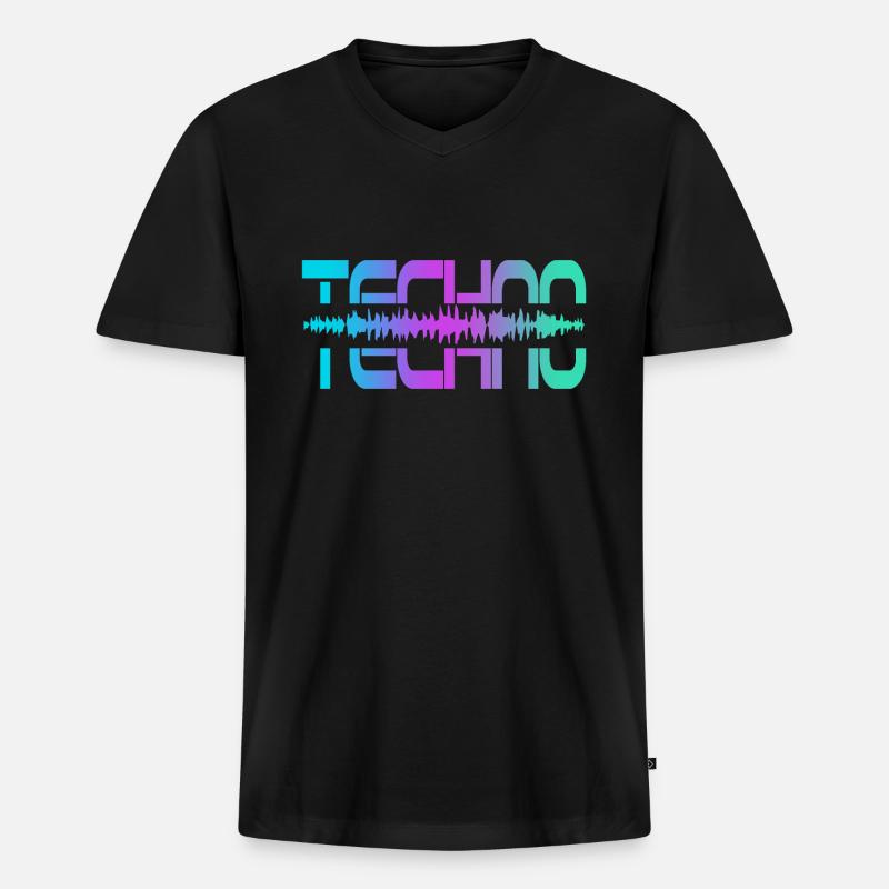 Techno Rave Raver - Männer Premium Bio T-Shirt mit V-Ausschnitt - Schwarz