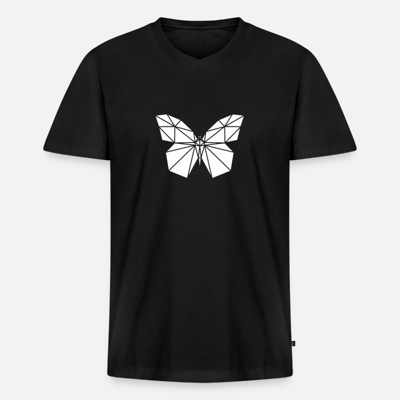 Polygon Schmetterling - Männer Premium Bio T-Shirt mit V-Ausschnitt - Schwarz