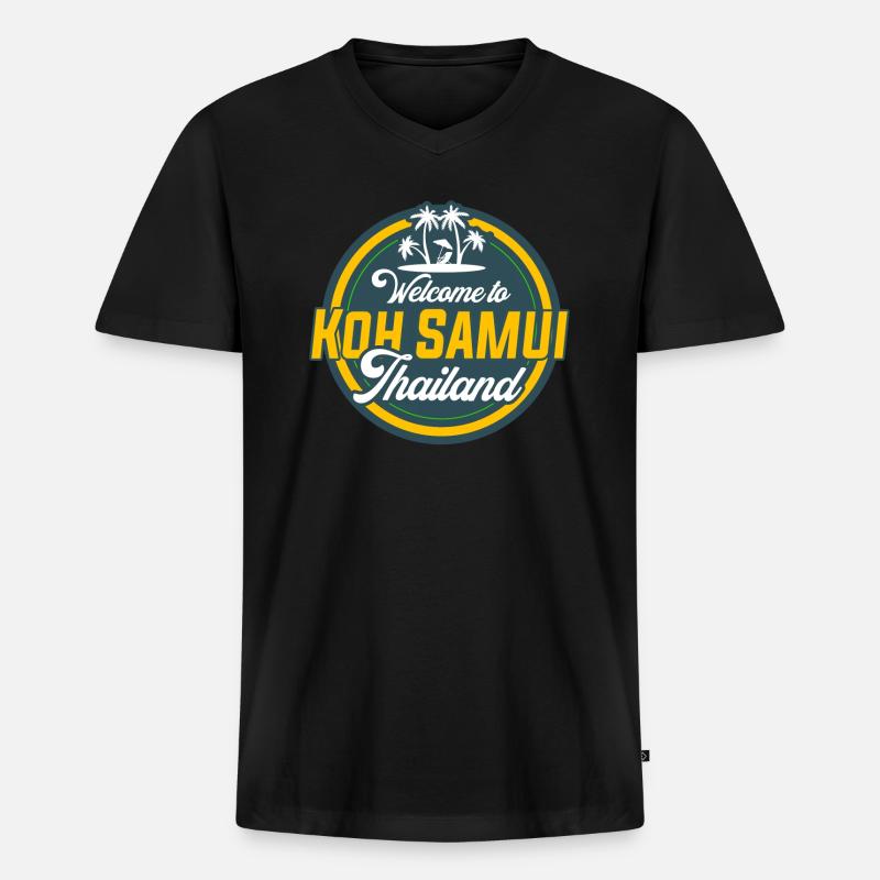 Koh Samui - Männer Premium Bio T-Shirt mit V-Ausschnitt - Schwarz