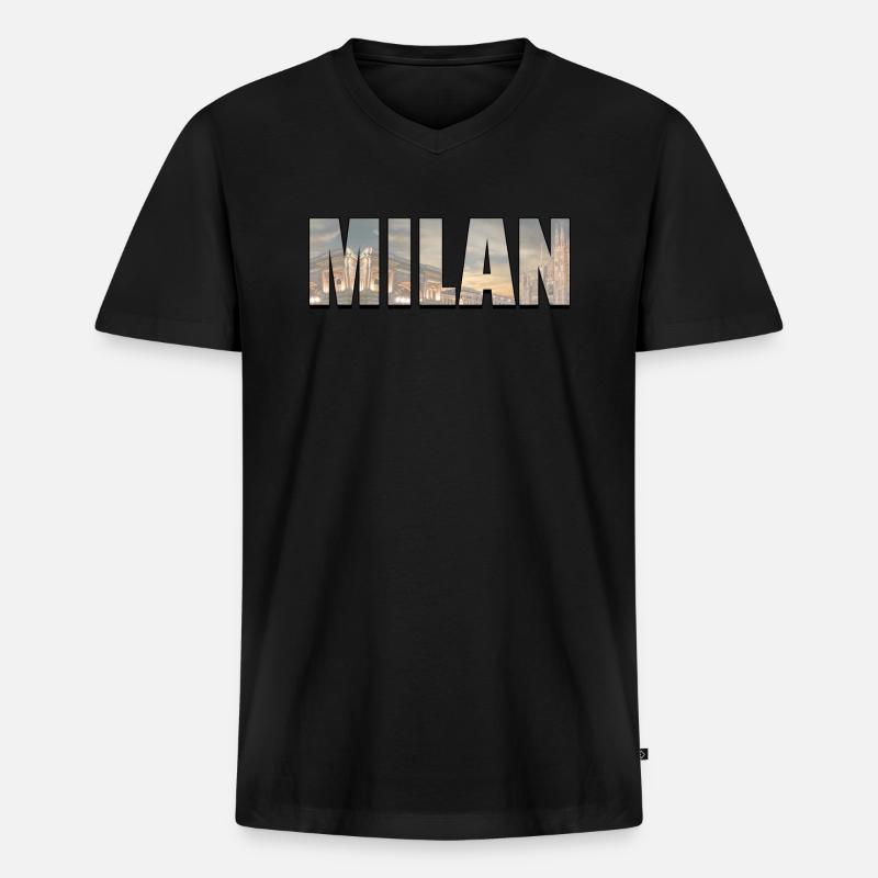 Mailand - Männer Premium Bio T-Shirt mit V-Ausschnitt - Schwarz