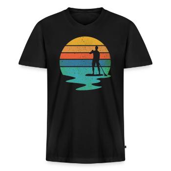 Stand up paddling - Männer Premium Bio T-Shirt mit V-Ausschnitt - Schwarz - Vorne - Nico (187cm)