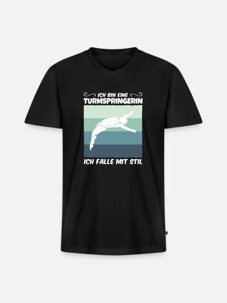 Turmspringen Wasserspringen Sprungturm - Fallen - Männer Premium Bio T-Shirt mit V-Ausschnitt - Schwarz