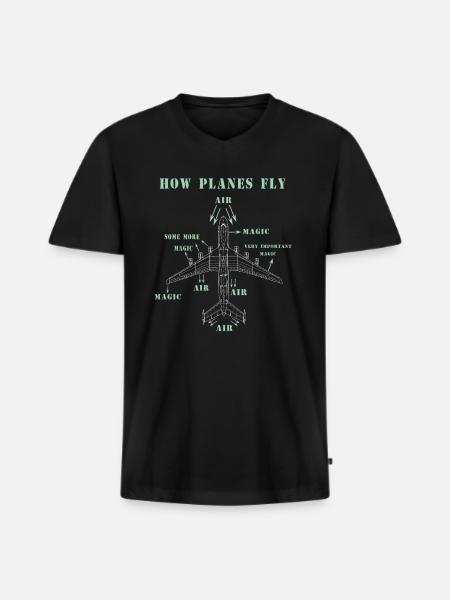 How planes fly - Men's Premium Organic T-shirt with V-neck - black