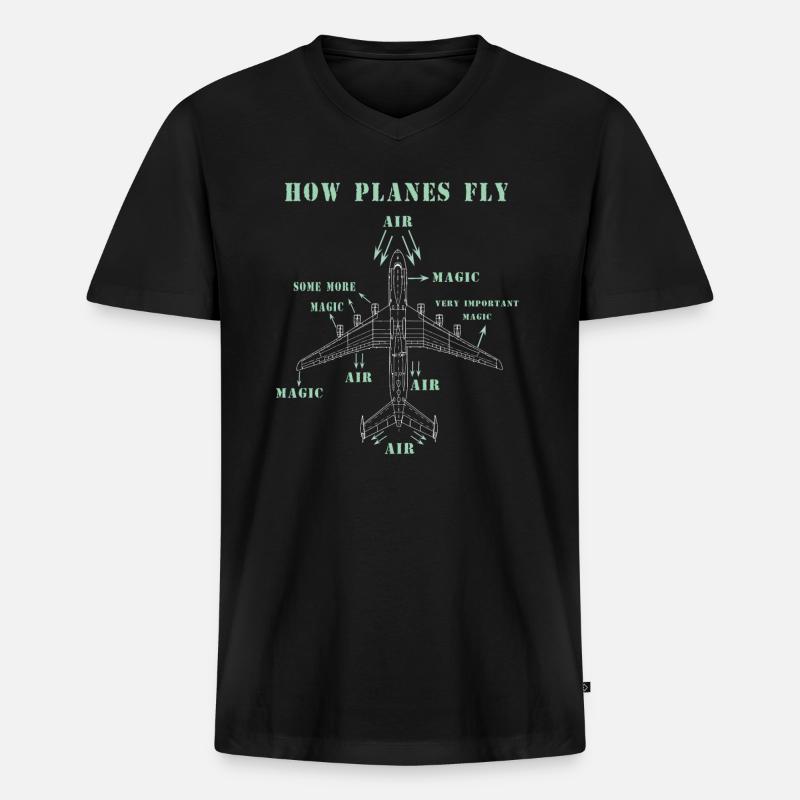 How Planes Fly - Männer Premium Bio T-Shirt mit V-Ausschnitt - Schwarz