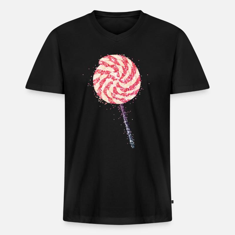 Glitter Lollipop - Männer Premium Bio T-Shirt mit V-Ausschnitt - Schwarz