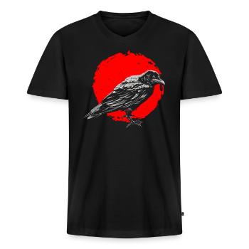 Occult Raven Raven Bird Crow Nordic Satanic - Men's Premium Organic T-shirt with V-neck - black - Front - Nico (187cm)