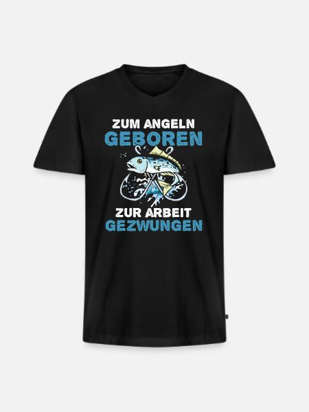 Fischerei Geschenke für Angler - Männer Premium Bio T-Shirt mit V-Ausschnitt - Schwarz