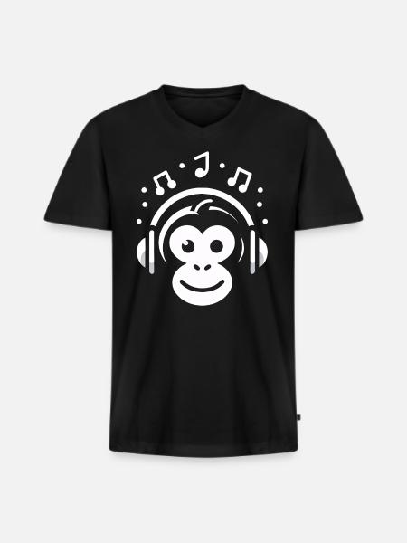 Joyful Monkey Tune - Men's Premium Organic T-shirt with V-neck - black
