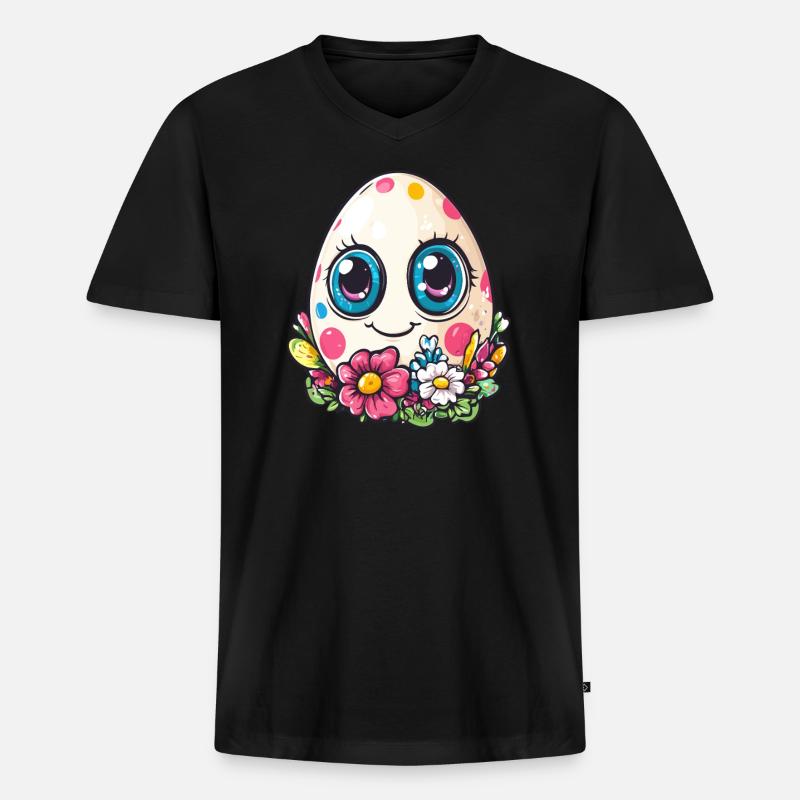 Fröhliches Punkte-Ei - Männer Premium Bio T-Shirt mit V-Ausschnitt - Schwarz