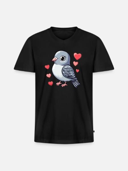 Dove full of love - Men's Premium Organic T-shirt with V-neck - black
