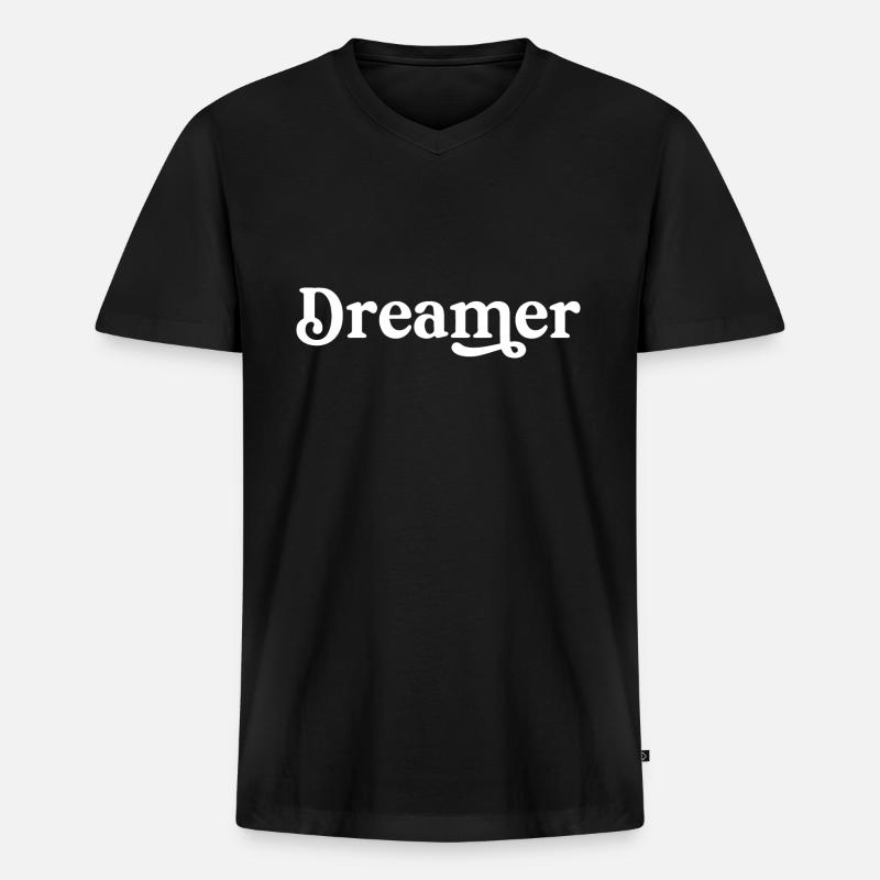 Träumer - Männer Premium Bio T-Shirt mit V-Ausschnitt - Schwarz