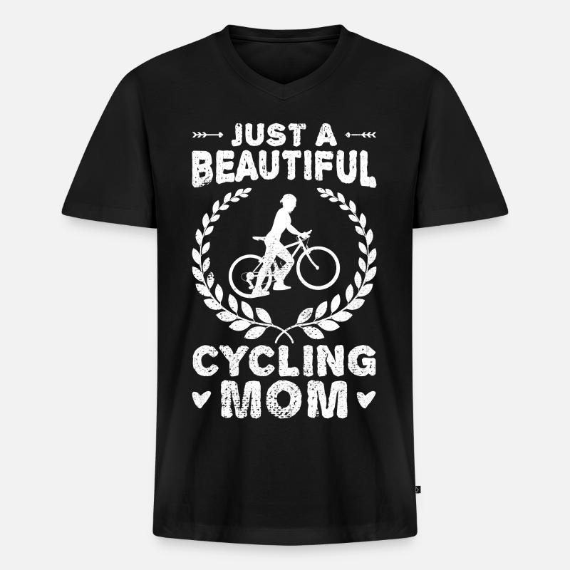 Fahrradfahrer Mutter - Männer Premium Bio T-Shirt mit V-Ausschnitt - Schwarz