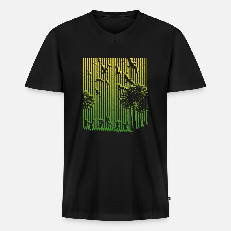 Illusion, Strichcode - Männer Premium Bio T-Shirt mit V-Ausschnitt - Schwarz