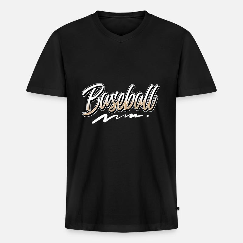 Baseball - Männer Premium Bio T-Shirt mit V-Ausschnitt - Schwarz
