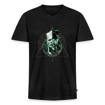Phantastische Tierwesen Heiligtümer des Todes - Männer Premium Bio T-Shirt mit V-Ausschnitt - Schwarz - Vorne - Nico (187cm)
