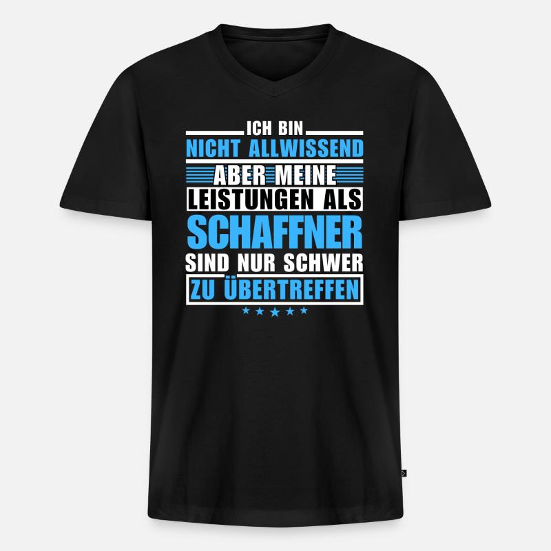 Unübertroffene Leistung als Schaffner - Männer Premium Bio T-Shirt mit V-Ausschnitt - Schwarz