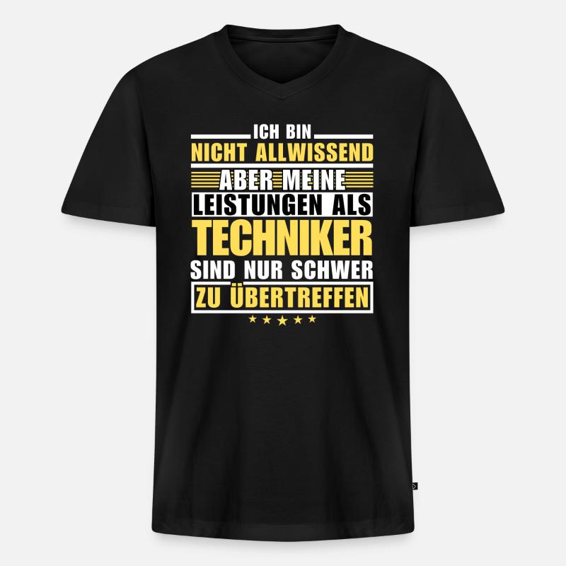 Unübertroffene Leistung als Techniker - Männer Premium Bio T-Shirt mit V-Ausschnitt - Schwarz