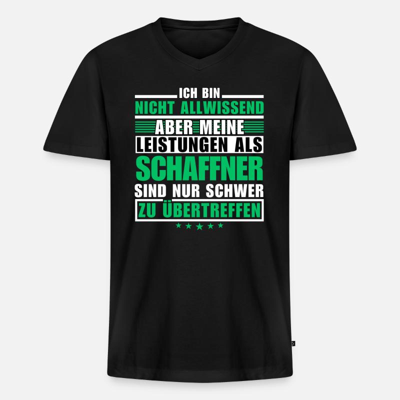 Unübertroffene Leistung als Schaffner - Männer Premium Bio T-Shirt mit V-Ausschnitt - Schwarz