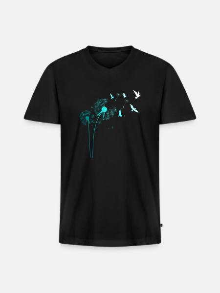 Pustflower Birds Bird Dandelion Gift - Men's Premium Organic T-shirt with V-neck - black