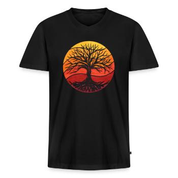 Arbre de vie arbre de vie symbole motif - T-shirt encolure en V Premium bio Homme - noir - Devant - Nico (187cm)