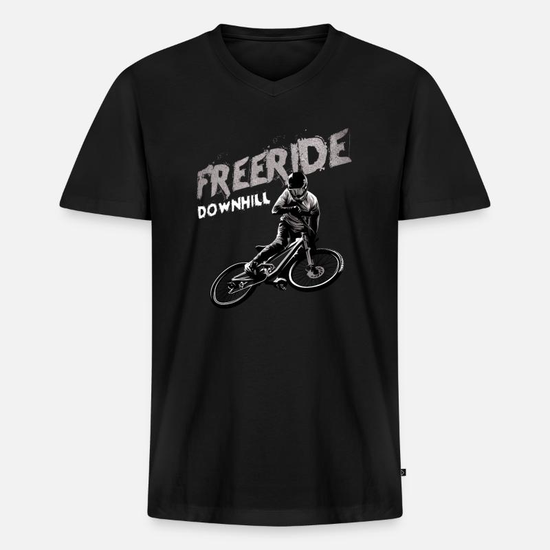 Freeride Downhill Mountainbiker Geschenk - Männer Premium Bio T-Shirt mit V-Ausschnitt - Schwarz