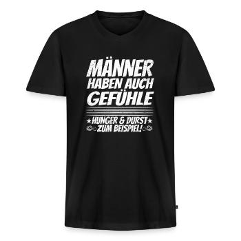 Männer Haben Auch Gefühle Hunger Durst Geschenk - Männer Premium Bio T-Shirt mit V-Ausschnitt - Schwarz - Vorne - Nico (187cm)