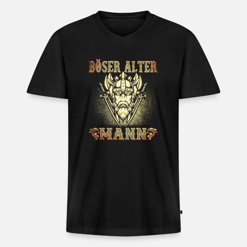 Böser Alter Mann - Männer Premium Bio T-Shirt mit V-Ausschnitt - Schwarz