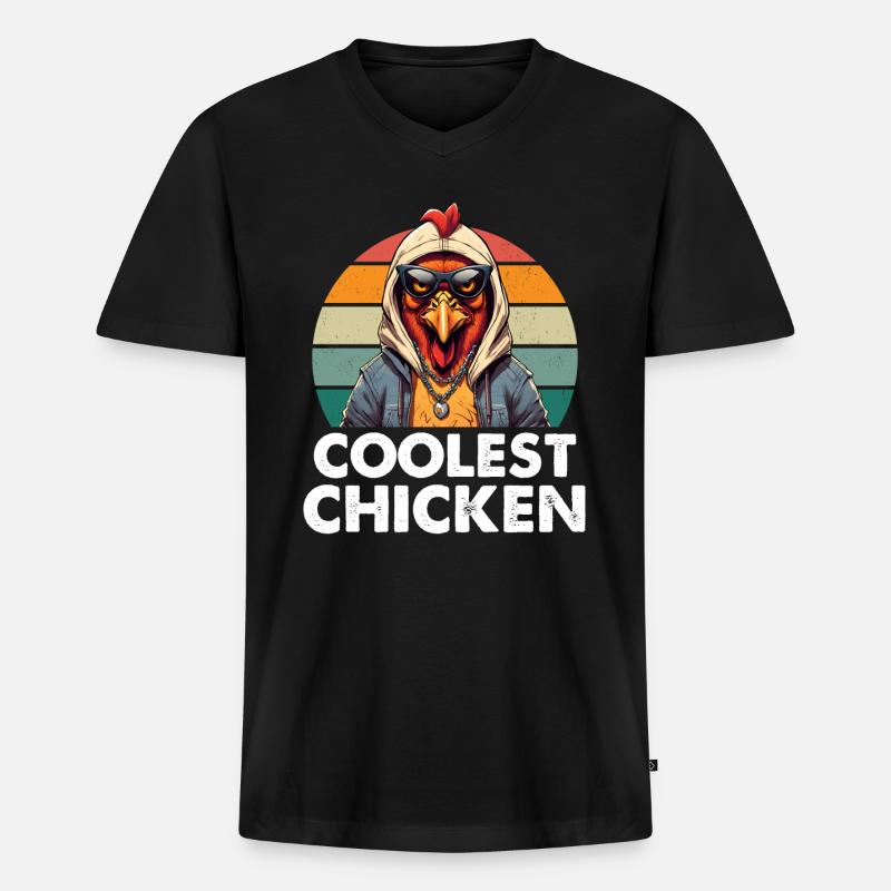 Coolest Chicken - Männer Premium Bio T-Shirt mit V-Ausschnitt - Schwarz