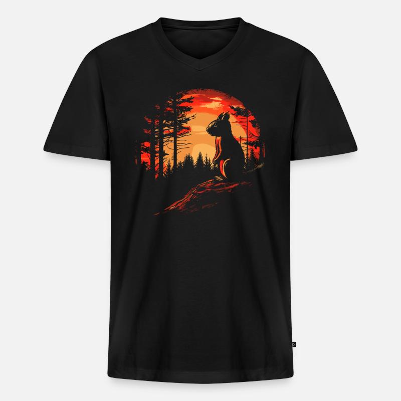 Eichhörnchen Wald Baumhörnchen Hörnchen - Männer Premium Bio T-Shirt mit V-Ausschnitt - Schwarz