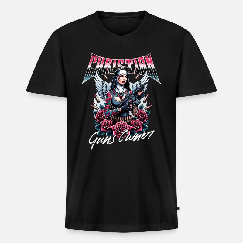 Leidenschaftlicher Gläubiger Waffen Christ - Männer Premium Bio T-Shirt mit V-Ausschnitt - Schwarz