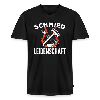 Schmied Schmiedekunst schmieden Geschenkidee - Männer Premium Bio T-Shirt mit V-Ausschnitt - Schwarz - Vorne - Nico (187cm)