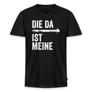 DIE DA IST MEINE | Partnerlook | Pfeil (rechts) - Männer Premium Bio T-Shirt mit V-Ausschnitt - Schwarz - Vorne - Nico (187cm)
