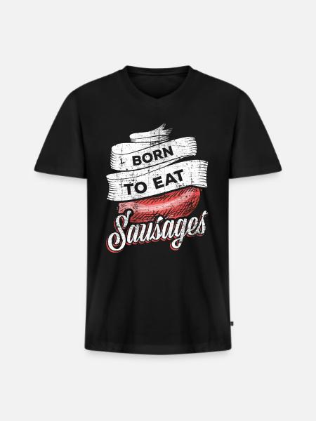 Sausage sausages - Men's Premium Organic T-shirt with V-neck - black