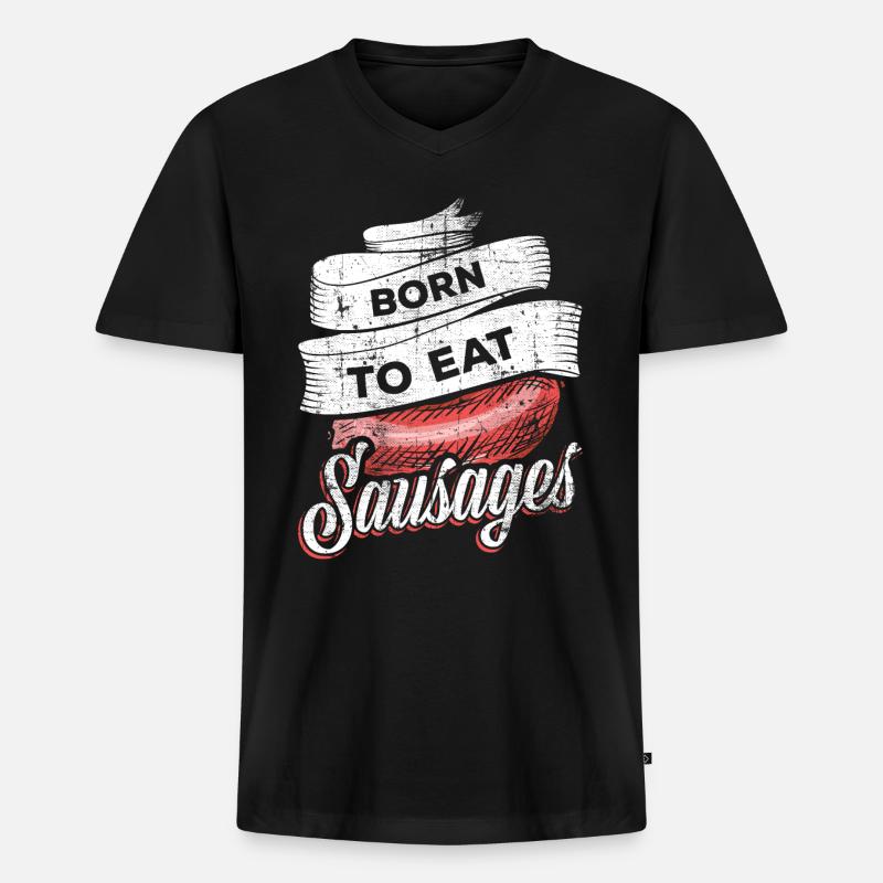 Wurst Würstchen - Männer Premium Bio T-Shirt mit V-Ausschnitt - Schwarz