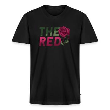 Die Rote Japanische Retro Rosen-grafik - Männer Premium Bio T-Shirt mit V-Ausschnitt - Schwarz - Vorne - Nico (187cm)