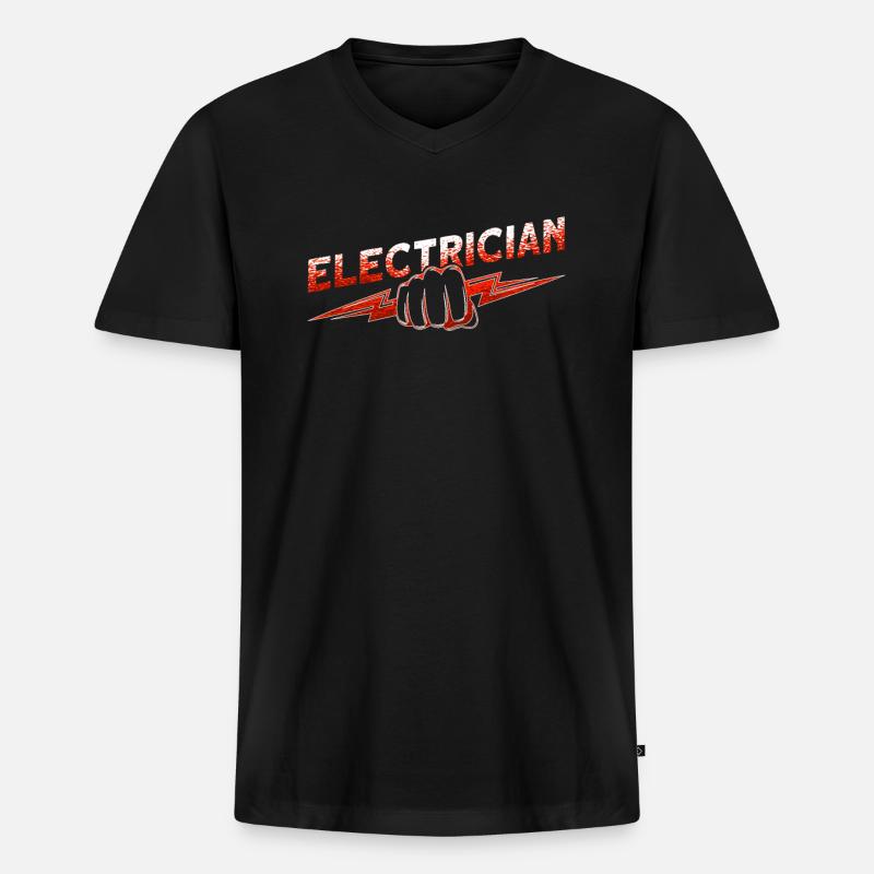 Lustiger Elektrischer Arbeiter-schädel - Männer Premium Bio T-Shirt mit V-Ausschnitt - Schwarz