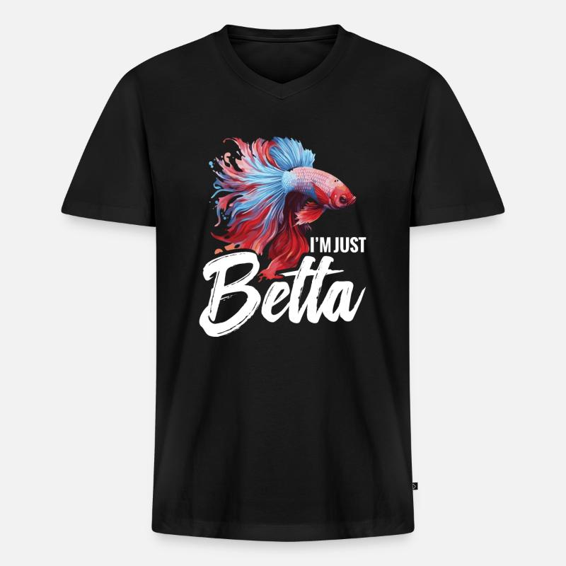 I'm Just Betta Fish - Männer Premium Bio T-Shirt mit V-Ausschnitt - Schwarz