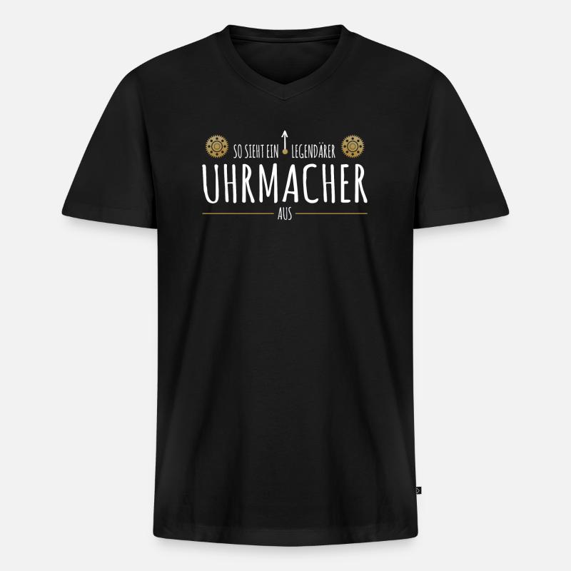 Legendärer Uhrmacher - Männer Premium Bio T-Shirt mit V-Ausschnitt - Schwarz
